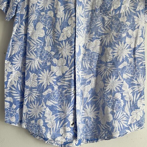 Trunks linen cotton blend turtle Hawaiian print short sleeve shirts sz M - Picture 4 of 6